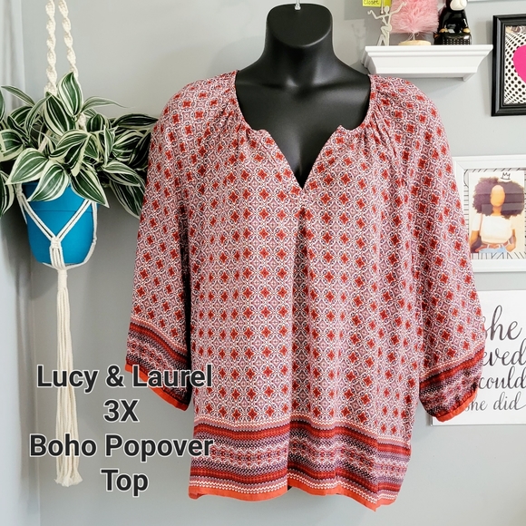 Lucy & Laurel Tops Lucy Laurel 3x Boho Popover Top Poshmark